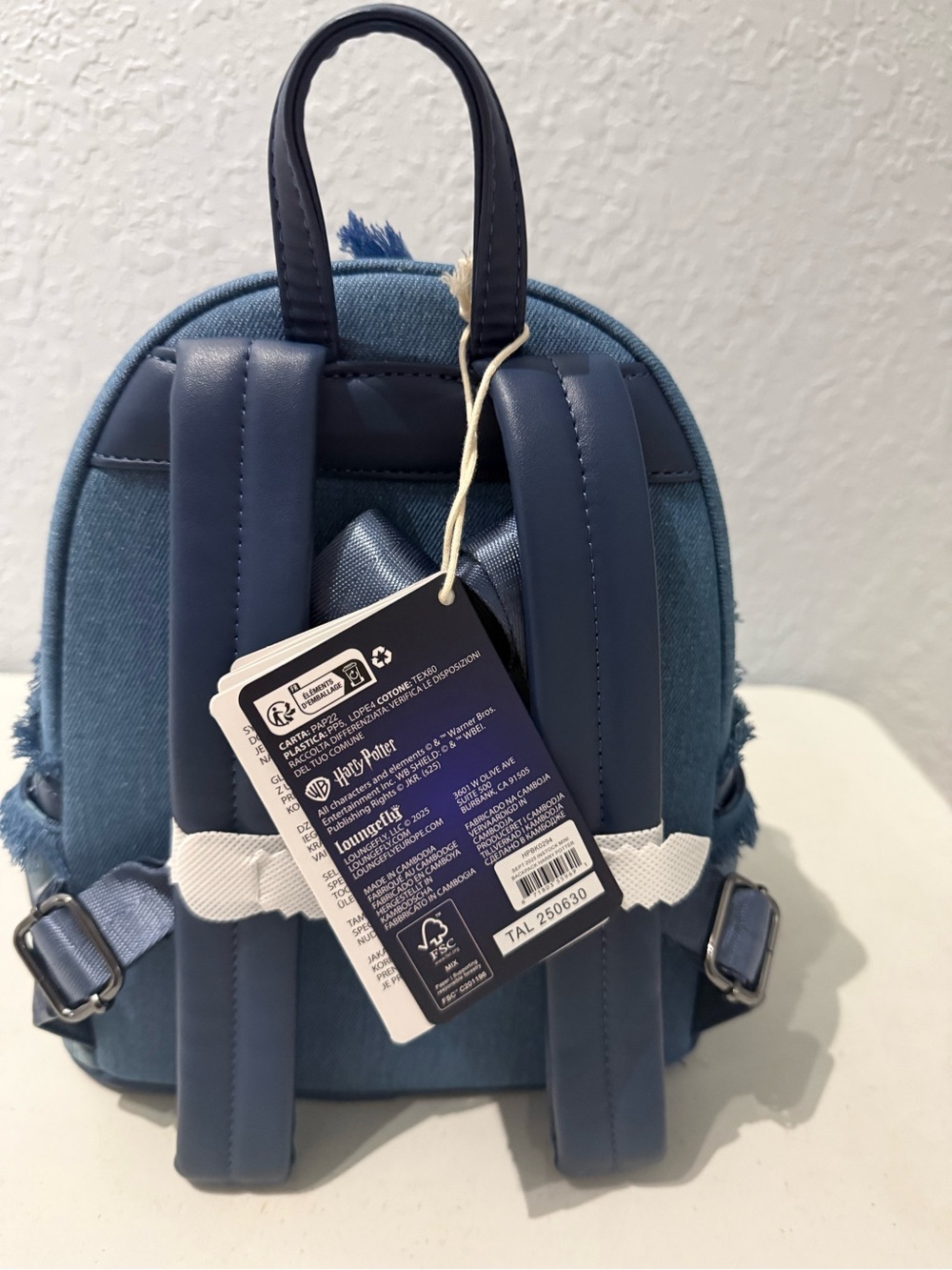 Lounge Fly Hogwarts Denim Mini Backpack with Patches - Picture 2 of 4